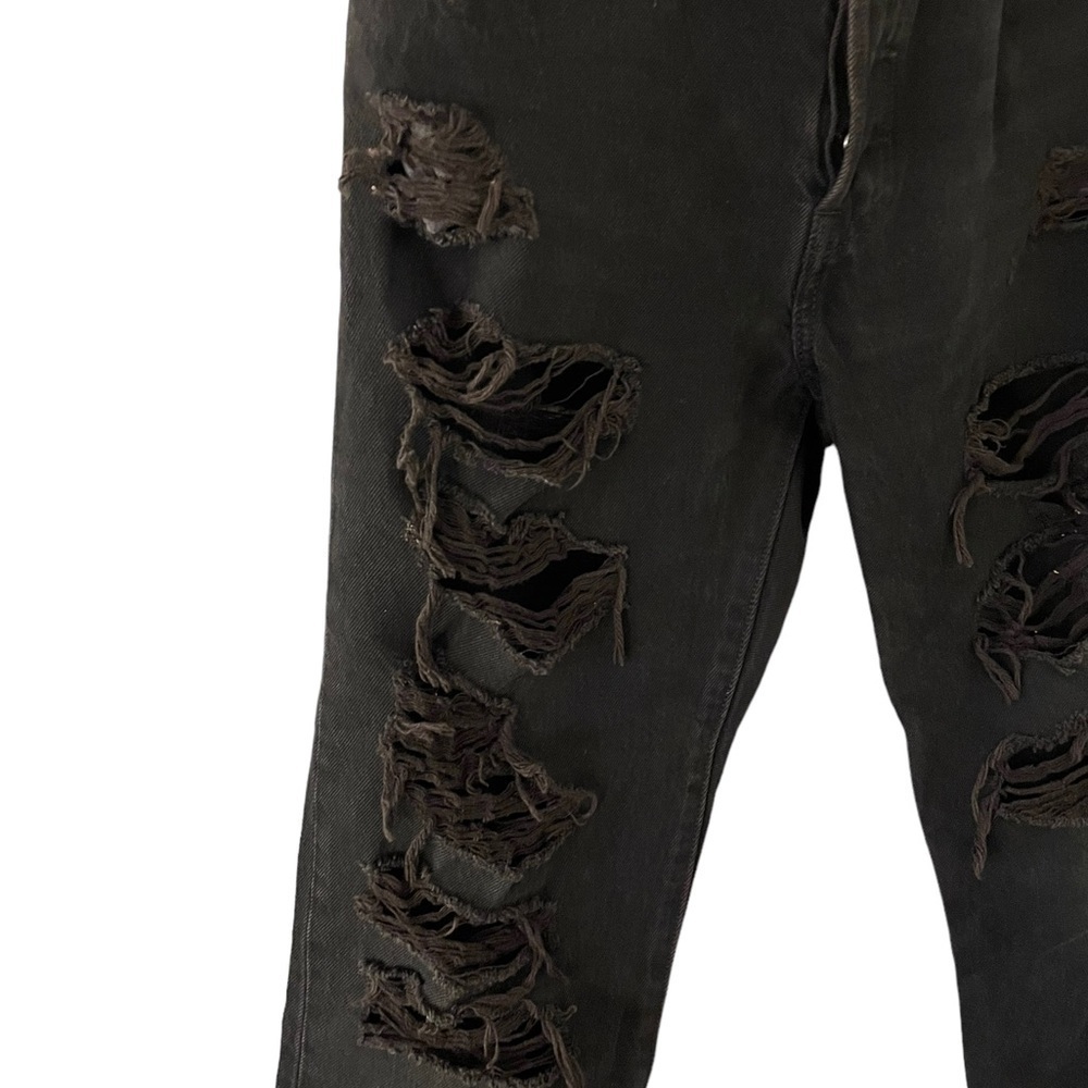 Levi’s 501 Original Cropped Jeans Distressed Black Mark 29 - Picture 3 of 13